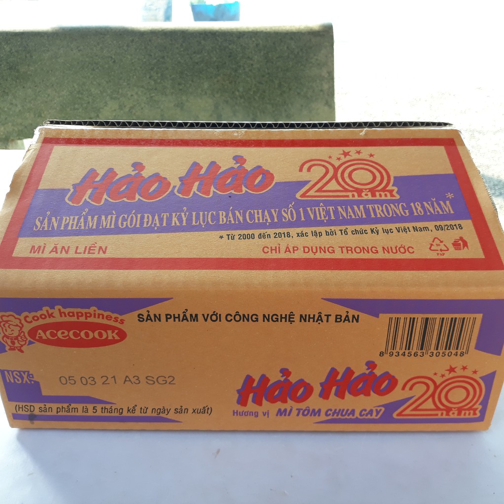Thùng 30 gói mì Hảo Hảo tôm chua cay 75g x 30 gói giá sỉ TPHCM