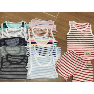 Set 5 bộ ba lỗ kẻ cotton cho bé