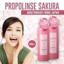 Nước xúc miệng Propolinse Sakura 600ml từ Nhật mùi Hoa Anh ĐàoCHÍNH HÃNG giúp làm sạch cả mang bám của thuốc lá