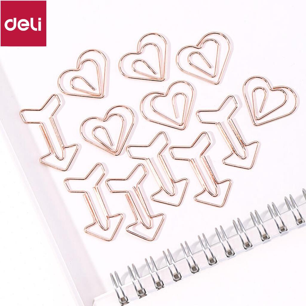 Ghim vòng kẹp giấy kim loại nhiều hình Deli - 1 set 12 chiếc - 55/56 [Deli]