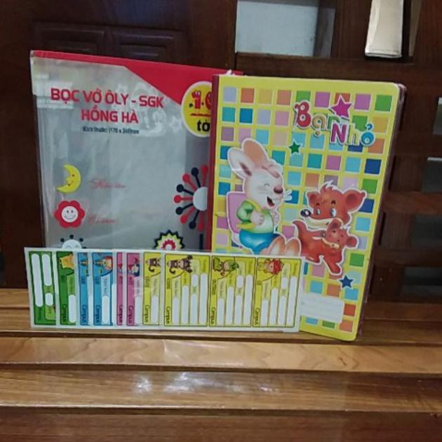COMBO 10 VỞ Ô LY,10 NHÃN VỞ,10 BỌC VỞ