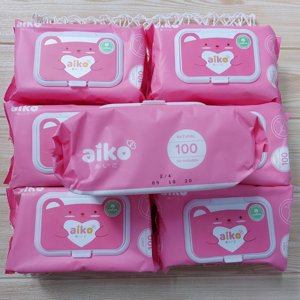 Khăn ướt cho bé Aiko 100 tờ không mùi