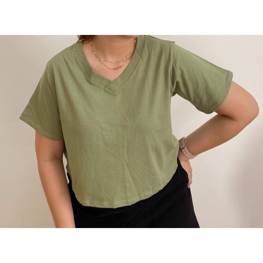 ÁO THUN CROP CỔ TIM