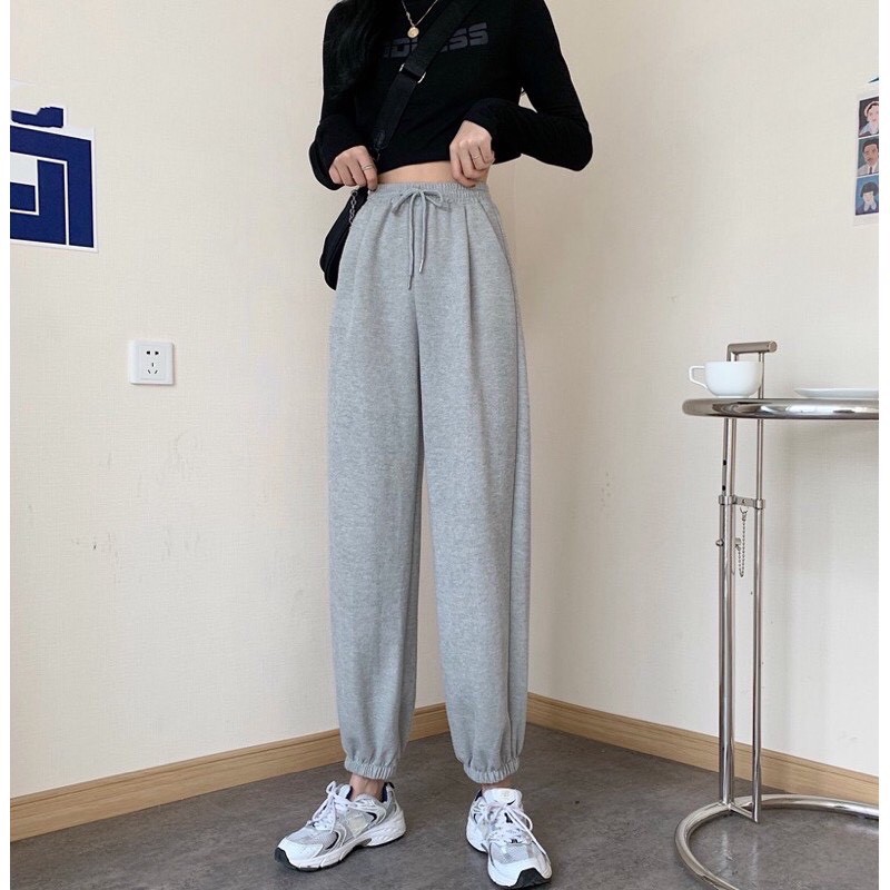 Quần Jogger Nữ Form Dài Ống Rộng Có Bo Phong Cách SIMPLE Ulzzang OHS8001