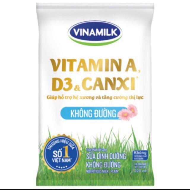 Combo 10 gói sữa Bịch Tiệt Trùng Vinamilk Không Đường bịch 220ml