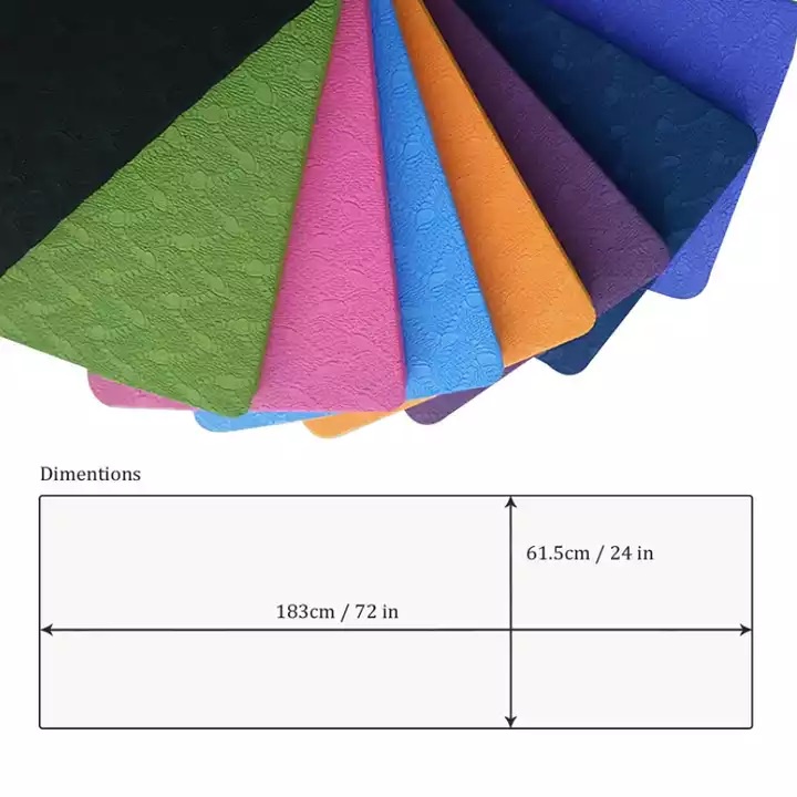 Thảm Tập Yoga Định Tuyến 8mm TPE 2 Lớp Chống Trượt, Bám Sàn Tốt, Đường Định Tuyến Rõ Nét Tặng Kèm Túi Đựng