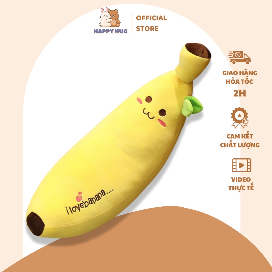 Thú nhồi bông, gối ôm hình quả chuối dễ thương Size 35cm, gấu bông cao cấp - Happy Hug