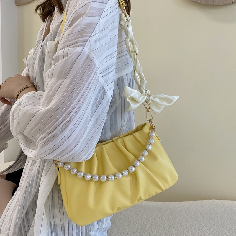 Túi xách đeo vai/ kẹp nách IELGY kiểu đám mây đính ngọc trai giả thời trang cá tính