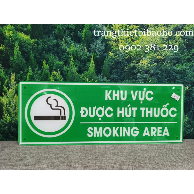 Bảng mica khu vực được hút thuốc, cấm hút thuốc 15 x 30cm