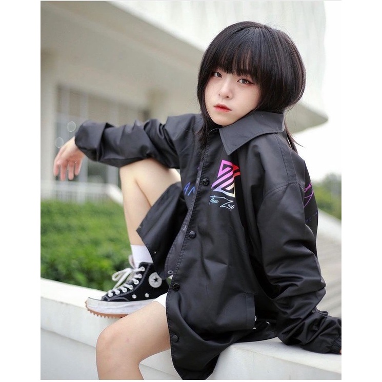 Áo Khoác Bomber THE_ZED Dù 2 Lớp Cổ Bẻ Form Rộng Phối Chữ Nam Nữ Ulzzang Unisex