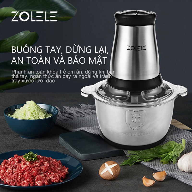 Máy xay thịt Zolele Zd002 mới xử lý nhanh thực phẩm bếp 2L 2022