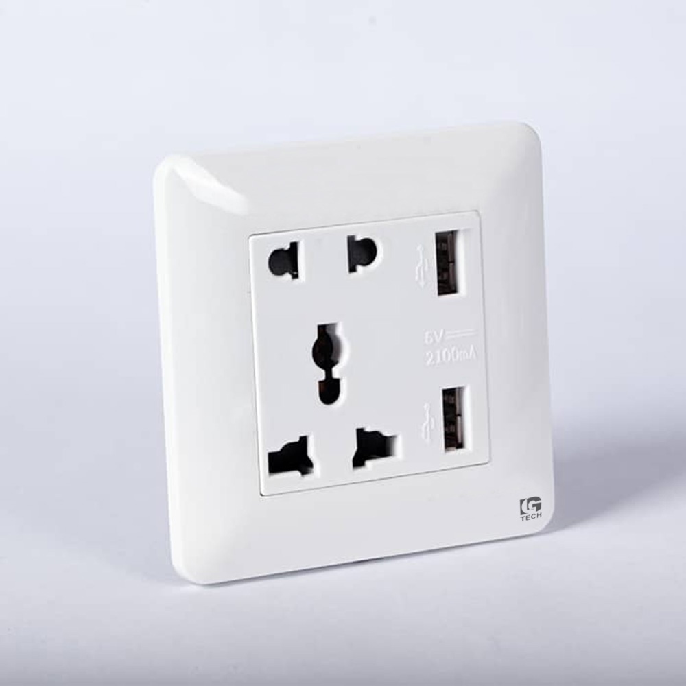 Ổ cắm điện âm tường 5 chấu kết hợp 2 cổng USB LG tech LG-TT-0047