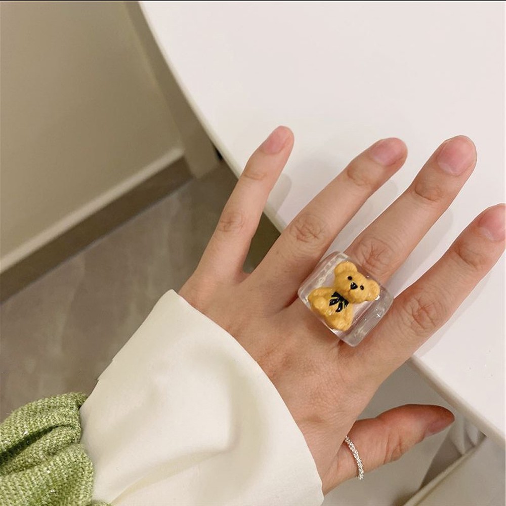 Nhẫn Đeo Tay Kim Loại Tạo Hình Gấu Dễ Thương Cho Nữ