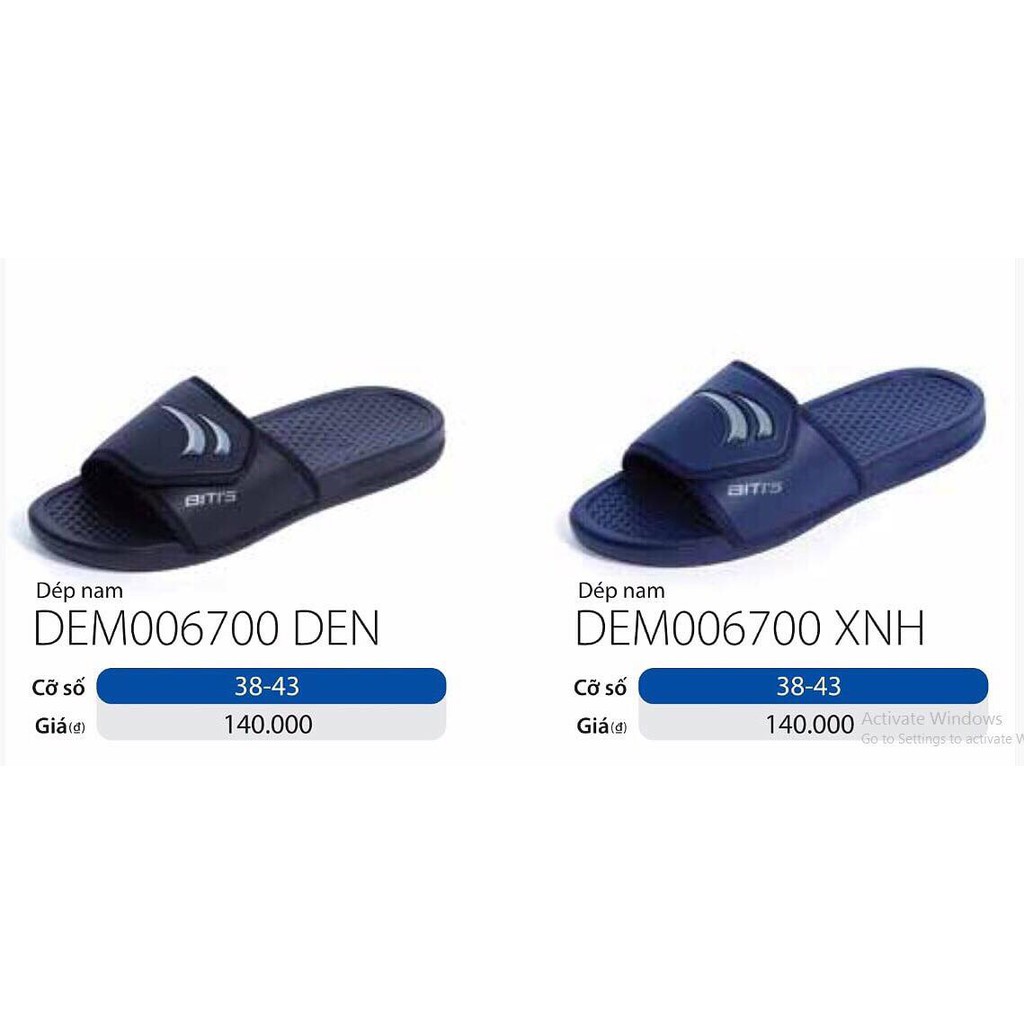 Dép lê nam BT DEM067 nhẹ, êm bền size 38-43 màu xanh và đen (hỗ trợ khâu có điều kiện)