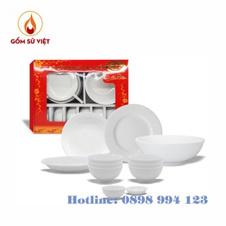 Bộ Quà Tặng Tân Gia 12 Món Chén Dĩa Tô Sứ Minh Châu Cao Cấp - Bộ Bàn Ăn Sứ Trắng