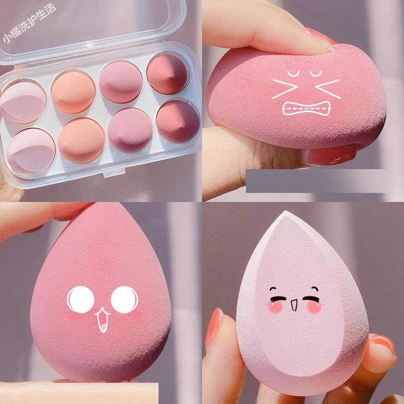 (Gecomo) Set 8 Miếng Mút Trang Điểm Cao Cấp Gecomo Kèm Hộp Đựng