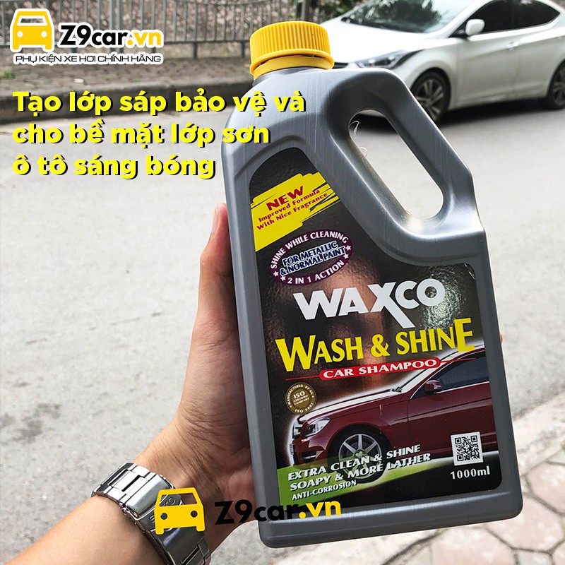 Nước rửa xe ô tô Waxco đậm đặc 1L siêu tiết kiệm, siêu bóng sơn, chống bám bụi ăn mòn sơn