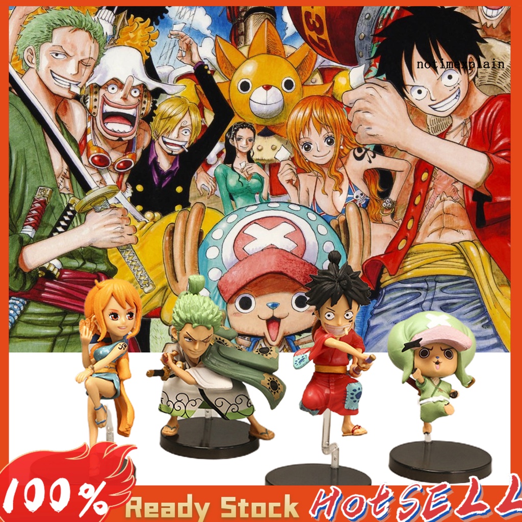 NTP 4Pcs Anime Action Figure Classic Desktop Ornament PVC One Piece Luffy Zoro Model for Gift