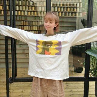 Áo sweater khủng long ulzzang
