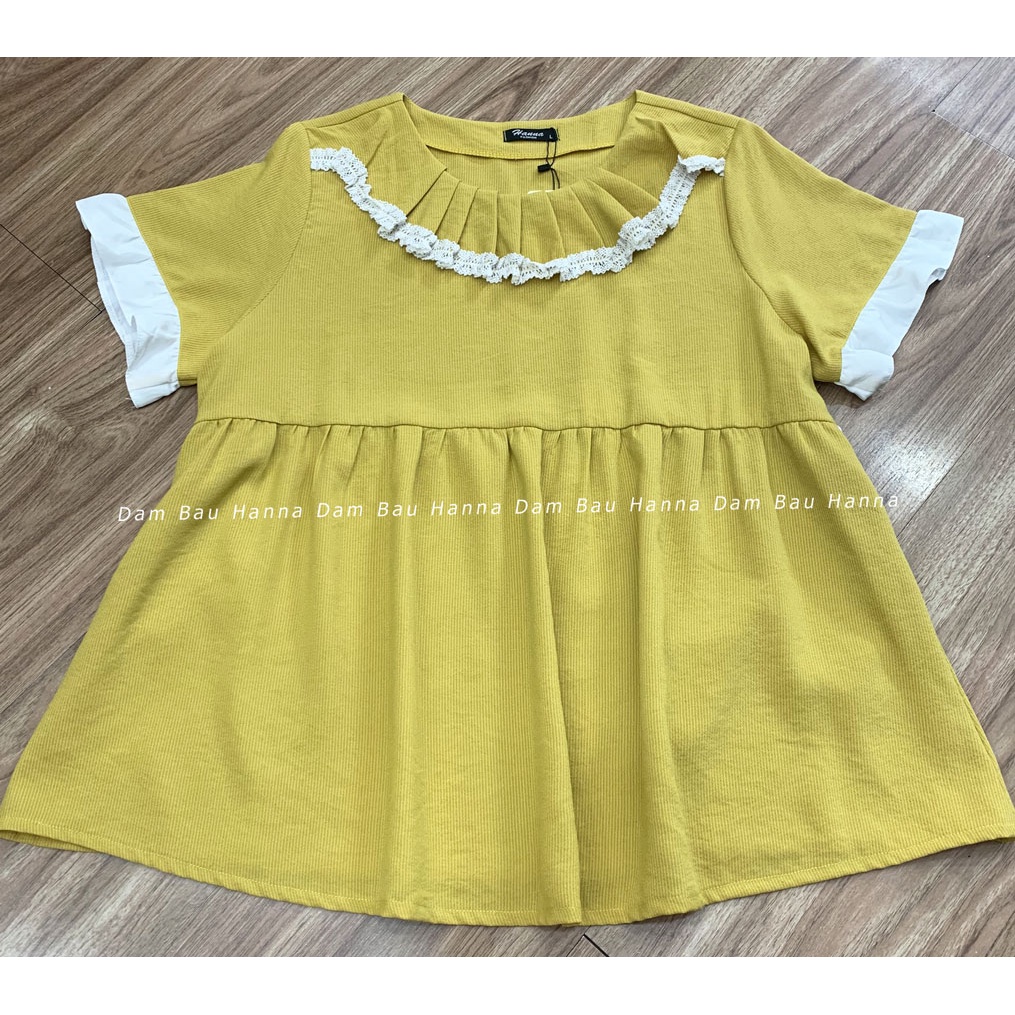 [HANNA] Áo bầu công sở kiểu xinh mùa hè có size 40-77kg chất vải cotton thấm mồ hôi tốt thoáng mát có nhiều màu