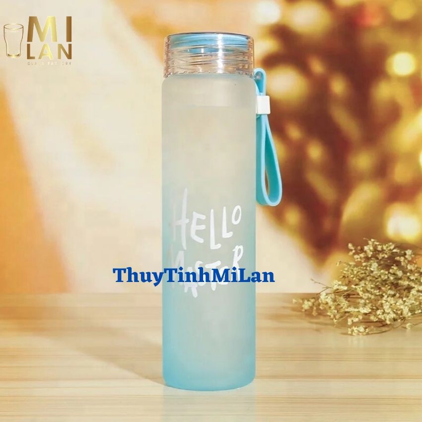 Bình chai đựng nước thủy tinh Hello Master 450ml nhiều màu sắc làm quà tặng dễ thương   ML-A001