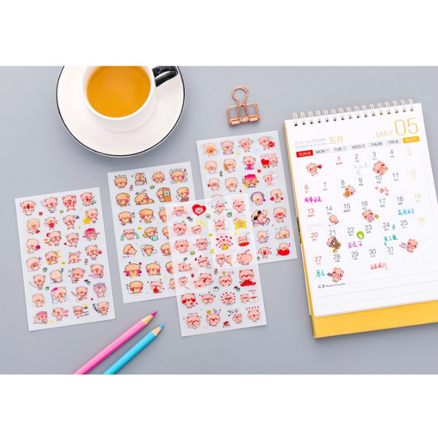 Sét 6 Tấm Dán Sticker Động Vật Cute