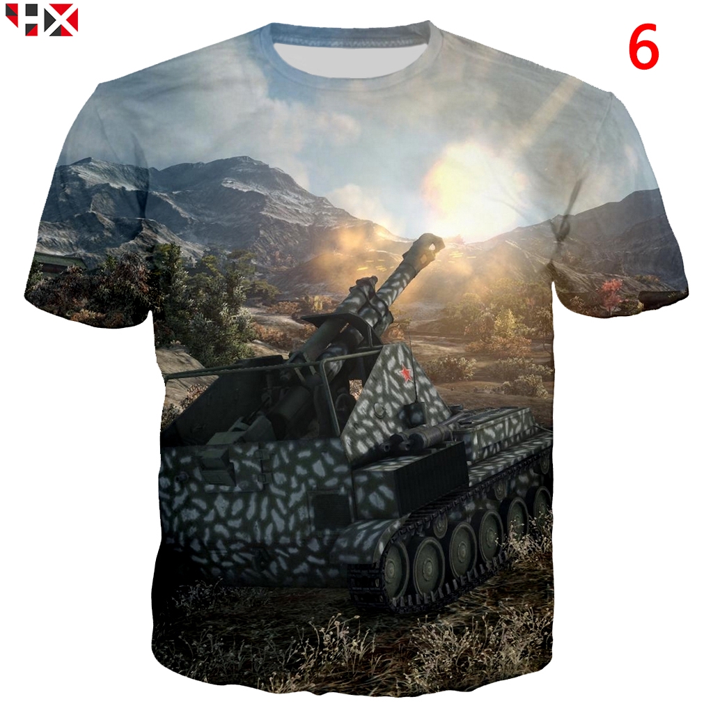 Hx Áo Thun Nam Tay Ngắn In Hình Game World of Tanks 3D Phong Cách Hip Hop