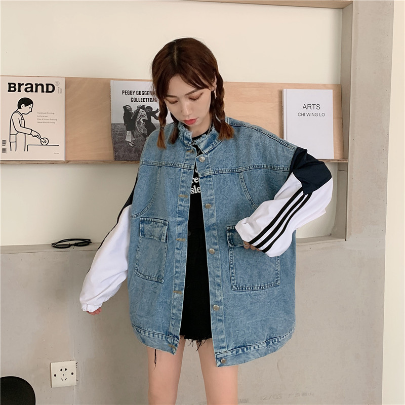 Áo Khoác Denim Nữ Oversize Phong Cách Hàn Quốc