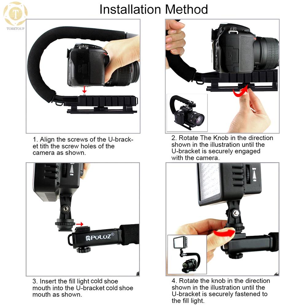 Shipped within 12 hours】 PULUZ U-Shaped Portable Handheld Camera Holder Video Handle DV Bracket C-Shaped Steadicam Stabilizer Kit for All SLR Cameras and Home DV Camera Camera Bracket [TO]