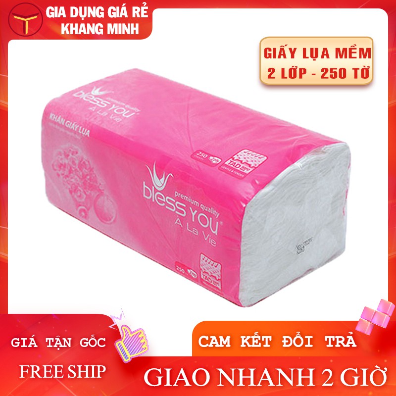 Khăn Giấy Lụa Bless You 2 Lớp Cao Cấp 250 Tờ