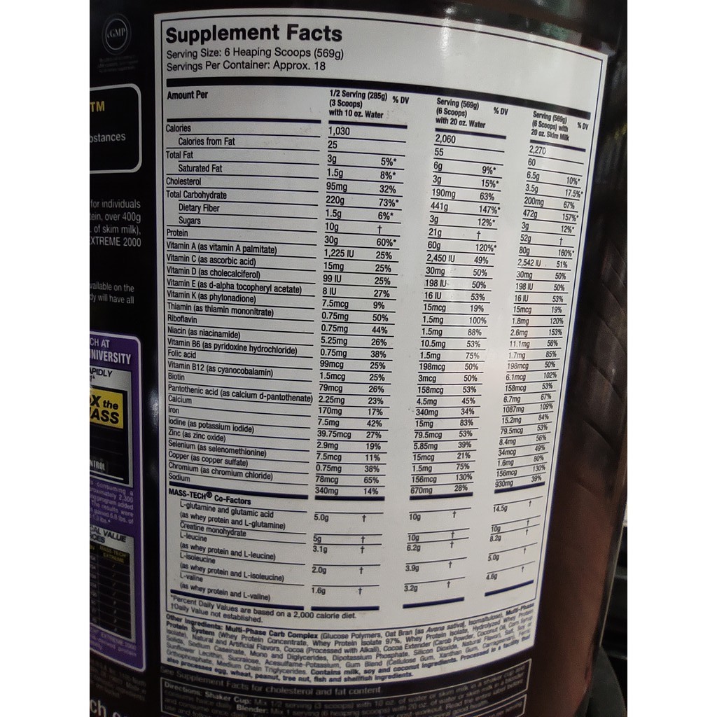 Sữa tăng cân MASS TECH EXTREME 2000 thùng 10kg - vị socola - vani - Kèm quà tặng - Hàng chính hãng Muscletech USA