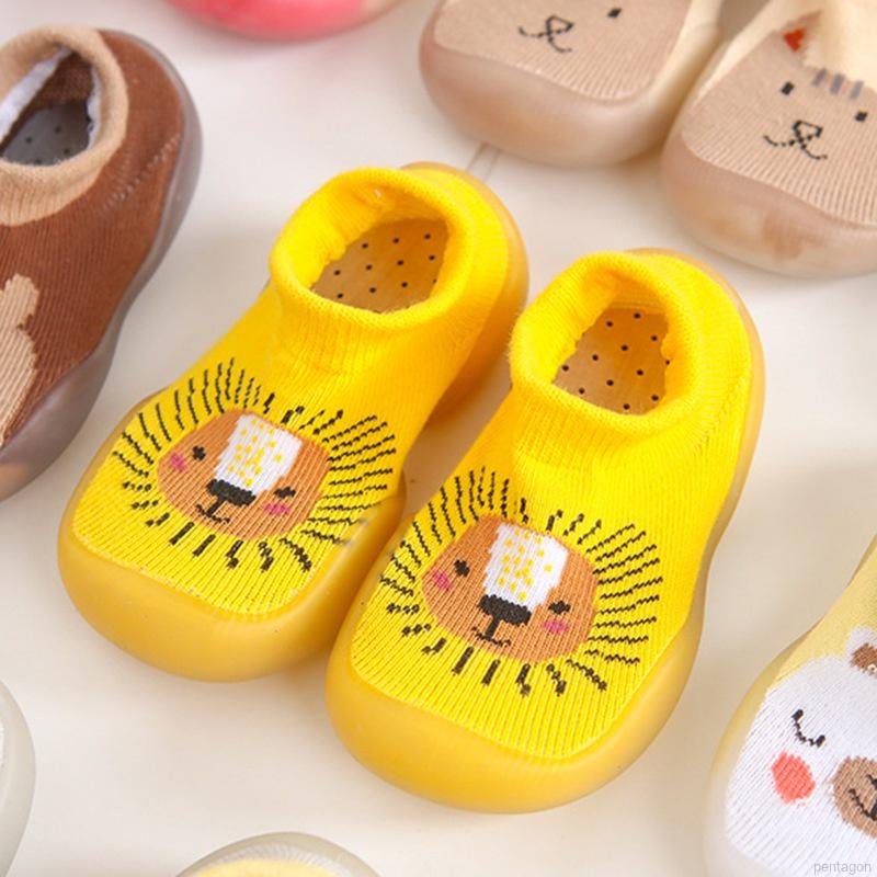 Giày Vớ Cao Su Đế Mềm Chống Trượt Thoáng Khí In Họa Tiết Hoạt Hình Cho Bé Tập Đi Walkers
