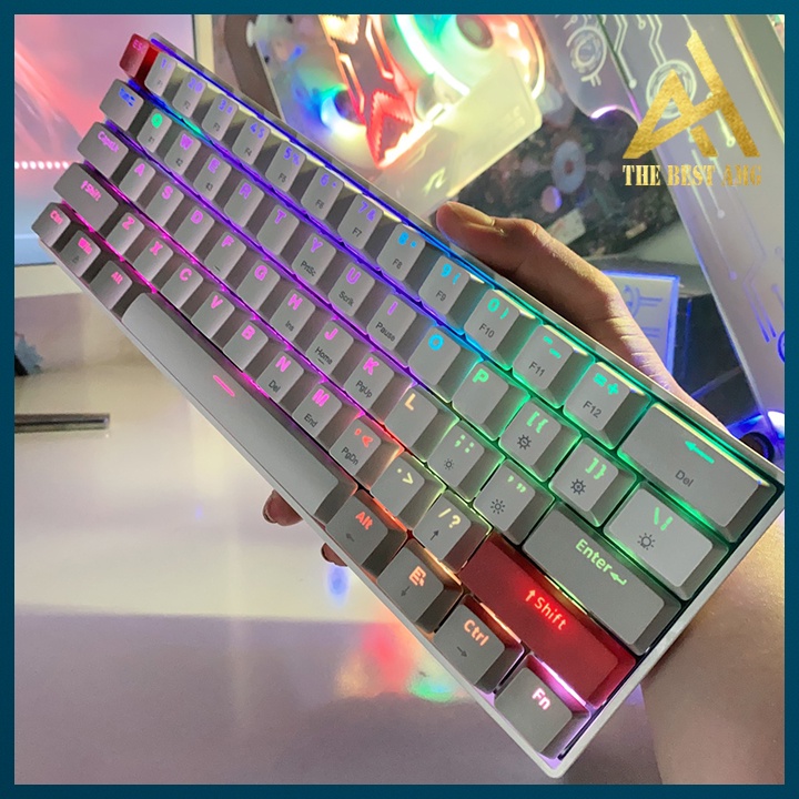 Bàn Phím Máy Tính Bluetooth Không Dây Gaming Mini Đèn Leg Rgb NEWMEN GM610 61 Phím Cơ Màu Trắng