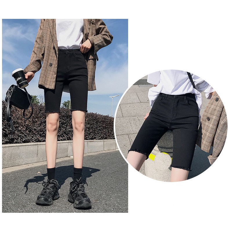 QUẦN JEAN NGỐ SKINNY GIÃN LỬNG NỮ CAO CẤP HADI MÀU ĐEN LAI TUA FORM ÔM TÔN DÁNG, CỰC MÁT MẺ MÙA HÈ