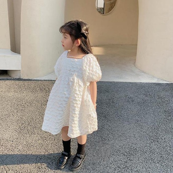 Đầm Công Chúa Tay Phồng Xinh Xắn Cho Bé Gái