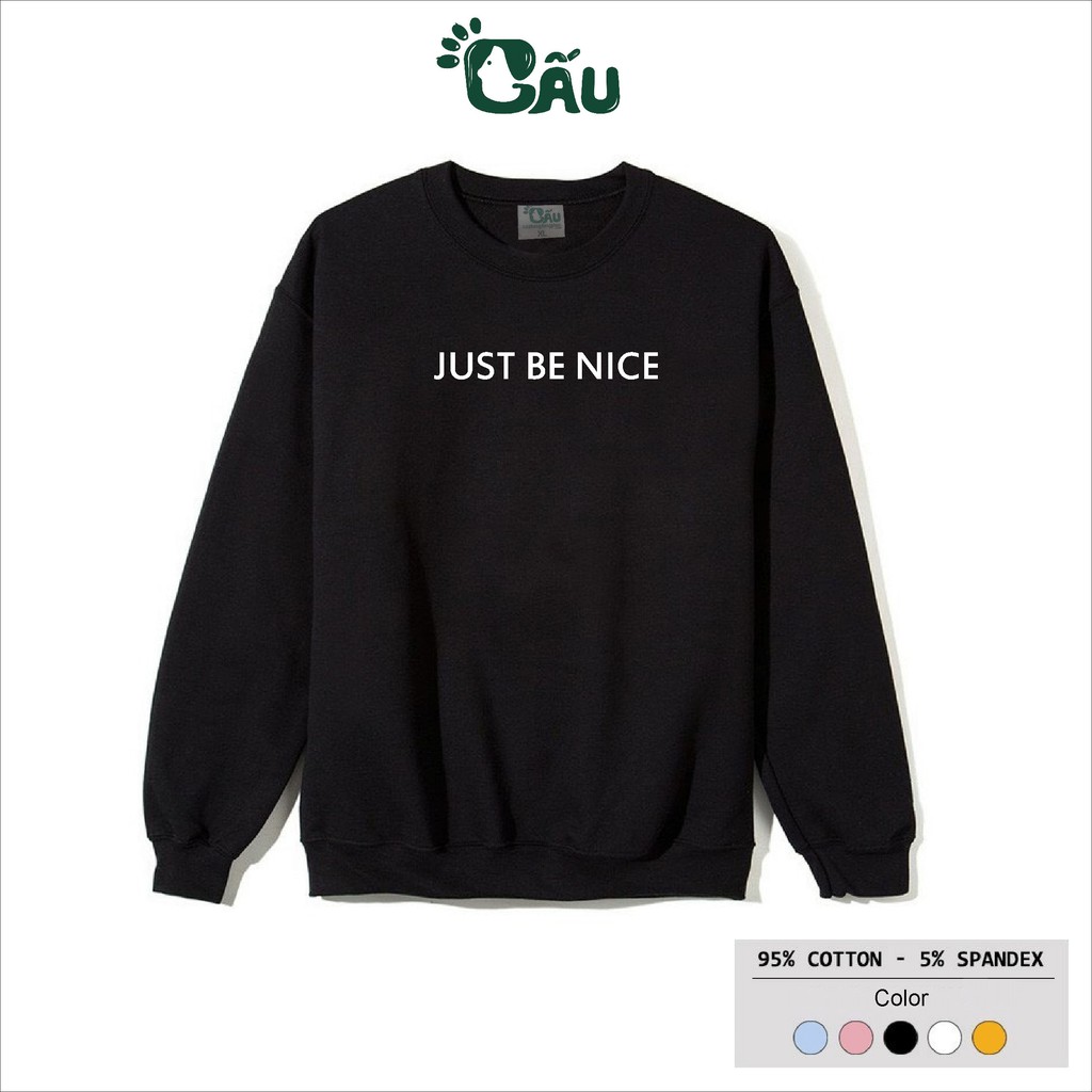 Áo sweater GẤU 194 vải thu đông co dãn, dày dặn mềm mịn form rộng phong cách Unisex - JUST BE NICE