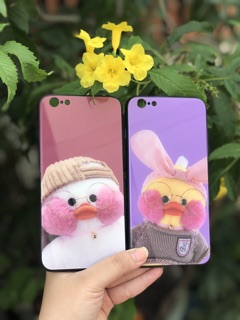 Ốp lưng kính cường lực vịt cute cho iphone