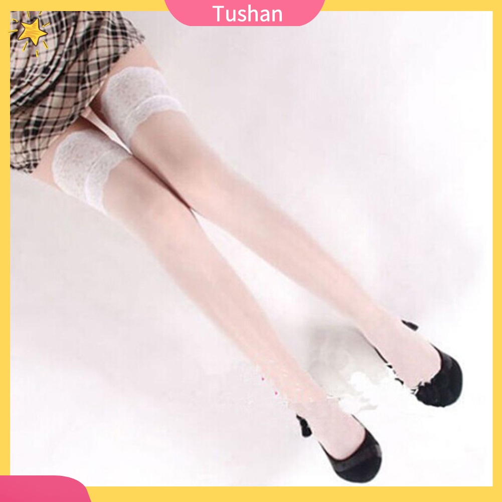 Vớ cổ cao xuyên thấu họa tiết hoa ren thời trang nữ quyến rũ