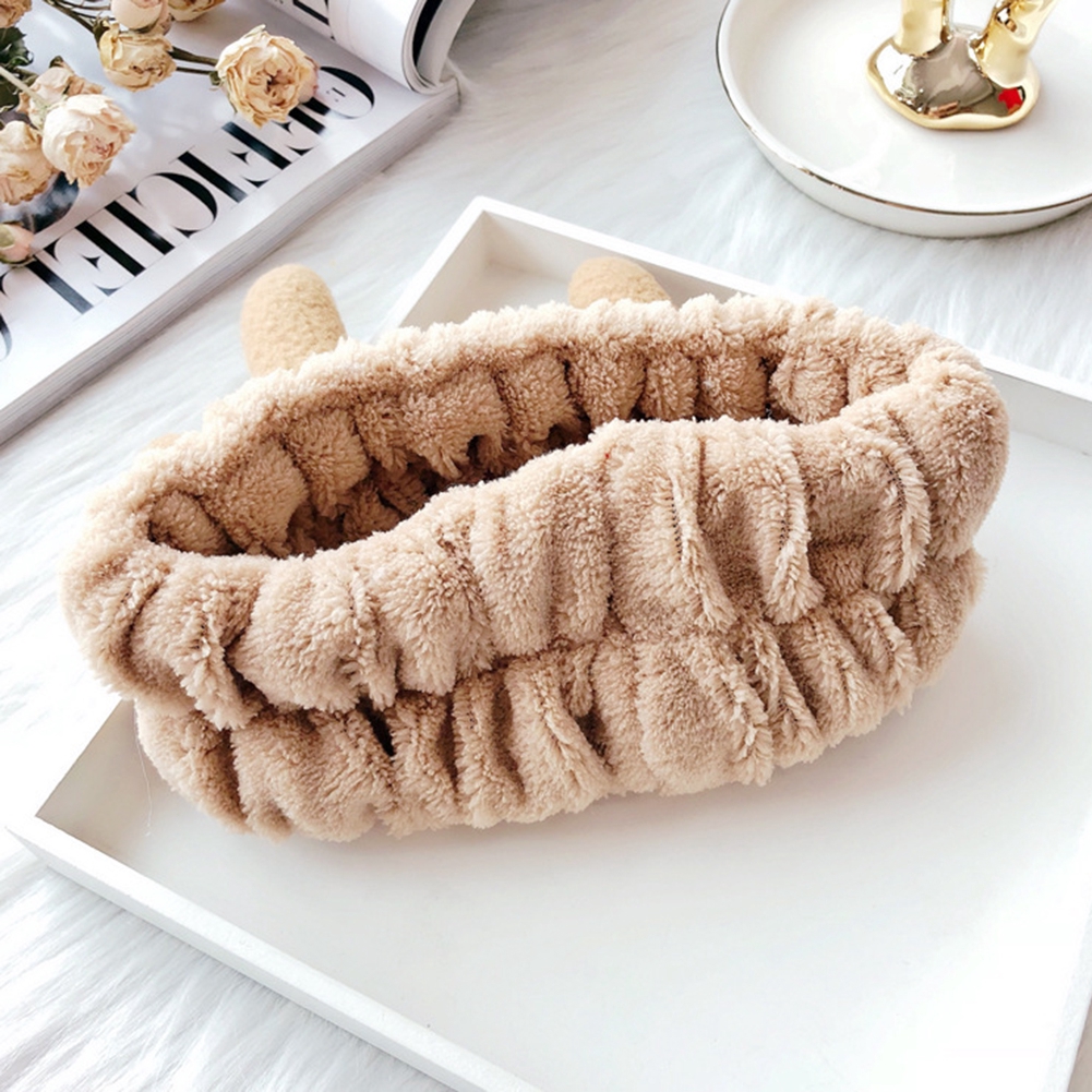 Băng đô hỗ trợ rửa mặt mềm mại co giãn thiết kế sừng hươu thời trang dành cho nữ