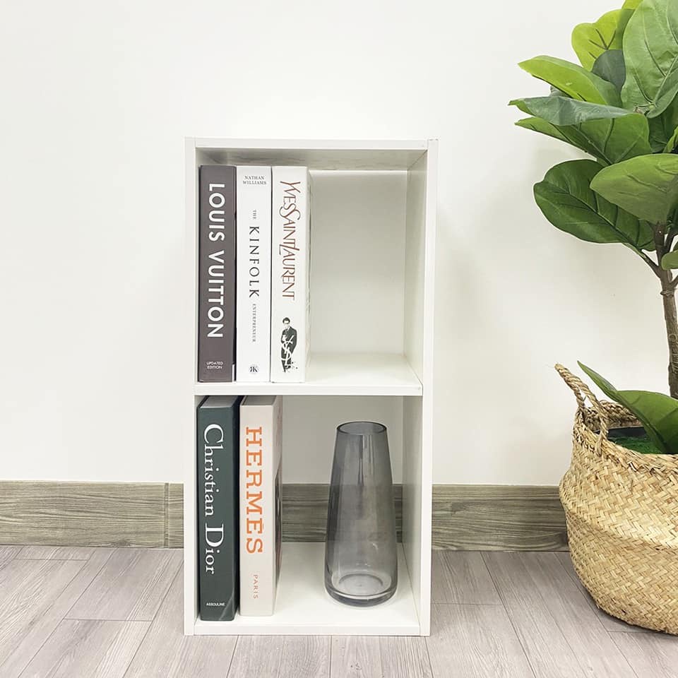 Kệ sách gỗ tổ ong 2 tầng kệ gỗ chất liệu MDF hiên đại trang trí màu Trắng