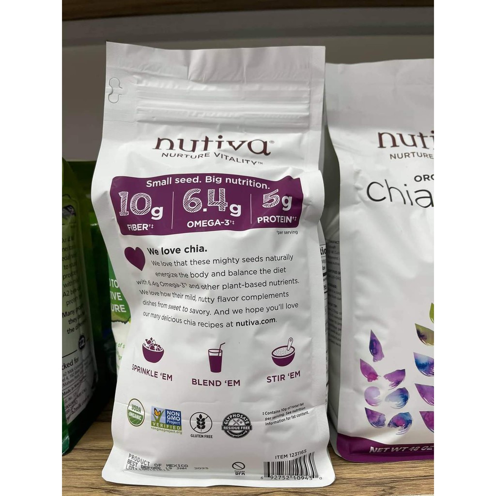 Hạt Chia ĐenNutiva - Chia Seed Organic Nutiva 1,36kg - Hàng Mỹ