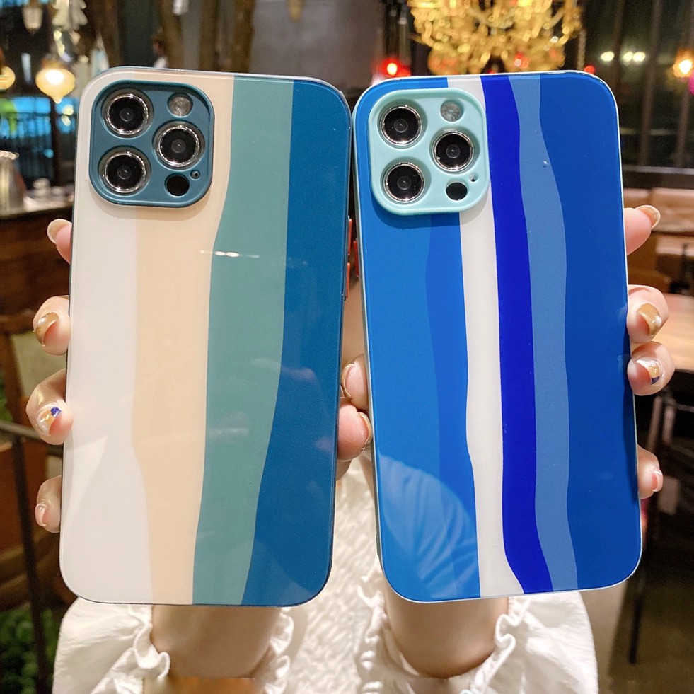 Ốp Lưng Kính Màu Cầu Vồng Đẹp Mắt Cho Iphone 7 8 Plus 11 Pro Iphone 11 Pro Max 12 12 Pro 12 Promax