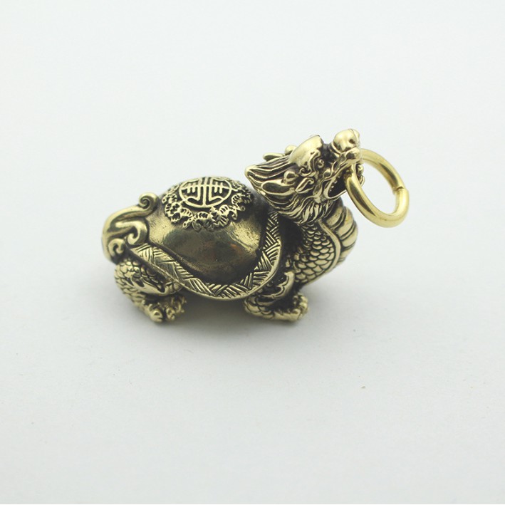 Tượng đồng đúc Long Quy ngậm vòng trấn trạch, móc chìa khóa, trưng bày