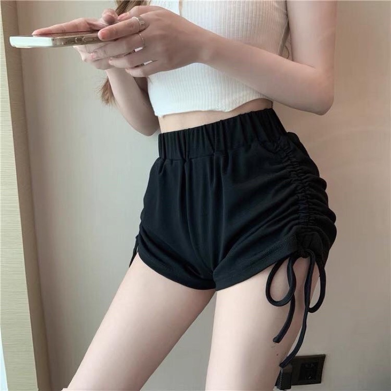 Quần Đùi Nữ Mặc Nhà Rút Dây Lưng Cạp Chun  🦋 Quần Đùi Lưng Thun Rút Dây Mặc Tập Gym - Đi chơi Siêu Đẹp