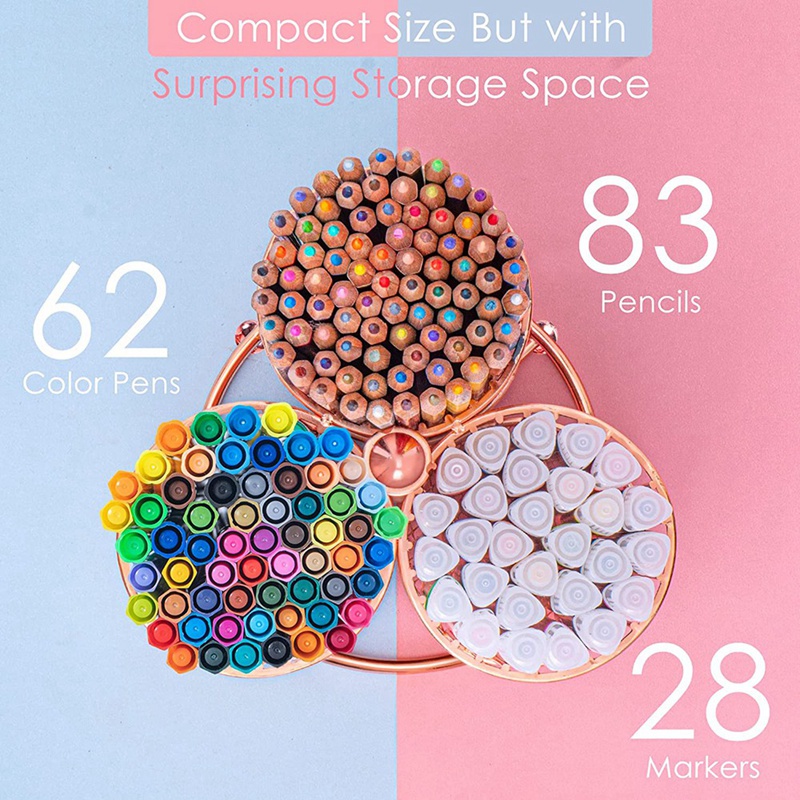 Rose Gold Pencil Holder Rotating Pen Holder 3 Parts Large Marker Pen Holder for Art Supplies Office Color Pen Marker Pen