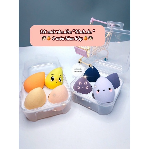SET 4 MÚT TÁN KEM NỀN KÈM HỘP