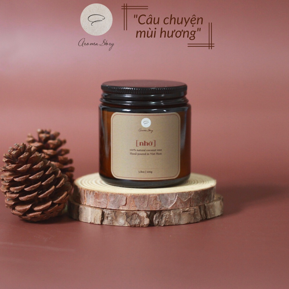 Nến Thơm Trang Trí, Cao Cấp, Tự Nhiên Aroma Story Hương Trầm Hương và Hoa Linh Lan &quot;Nhớ&quot; Size 100g