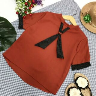 Áo sơ mi kiểu cột cà vạt cổ