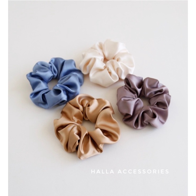 Dây tóc Scrunchies Lụa satin cao cấp nhiều màu HALLA