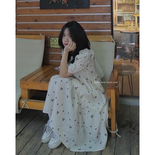 Váy babydoll hoa dáng dài, váy hoa dài qua gối basic ulzzang Bazic one